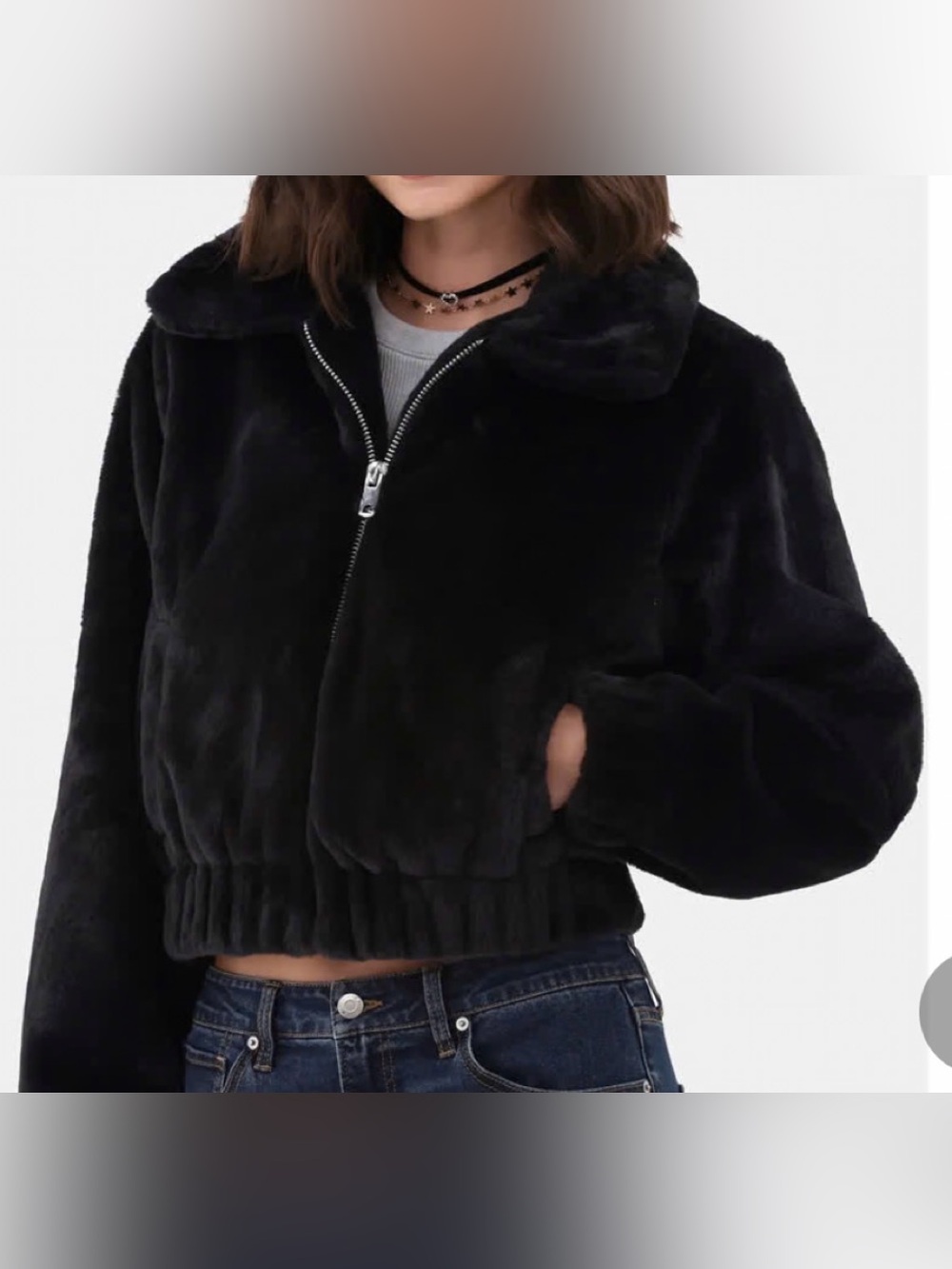 Faux fur bomber jacket